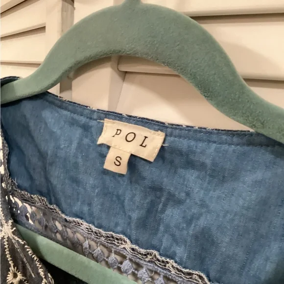 POL Ruffled Embroider boho Tunic Top   S - Picture 7 of 10